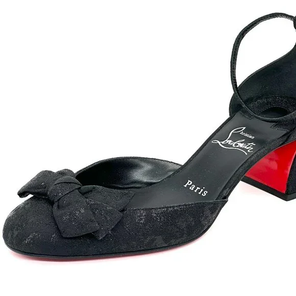 Christian Louboutin JANE BOW 55 Jacquard Marble Mary Jane Pumps Heels Shoe - Picture 7 of 16